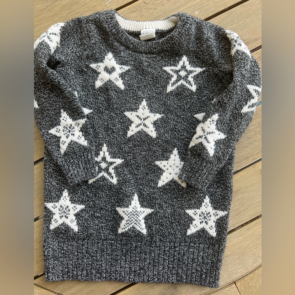 4/$20 Baby gap tunic sweater navy blue girls Sz 2 Heather gray star